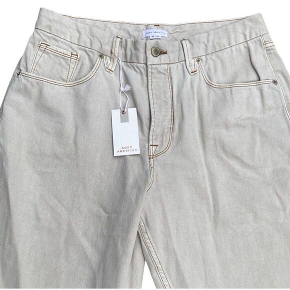 Good American Women Good 90's Icon Straight High Rise Bone Jeans 15 / 36 - Picture 2 of 7